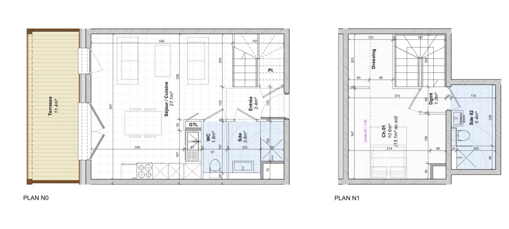 
                                                Vente
                                                 Appartement T2 duplex de 53,10 m2 avec Terrasse