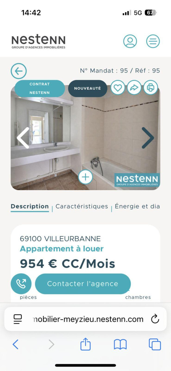
                                                Location
                                                 Appartement T3 3eme étage, terrasse, garage.