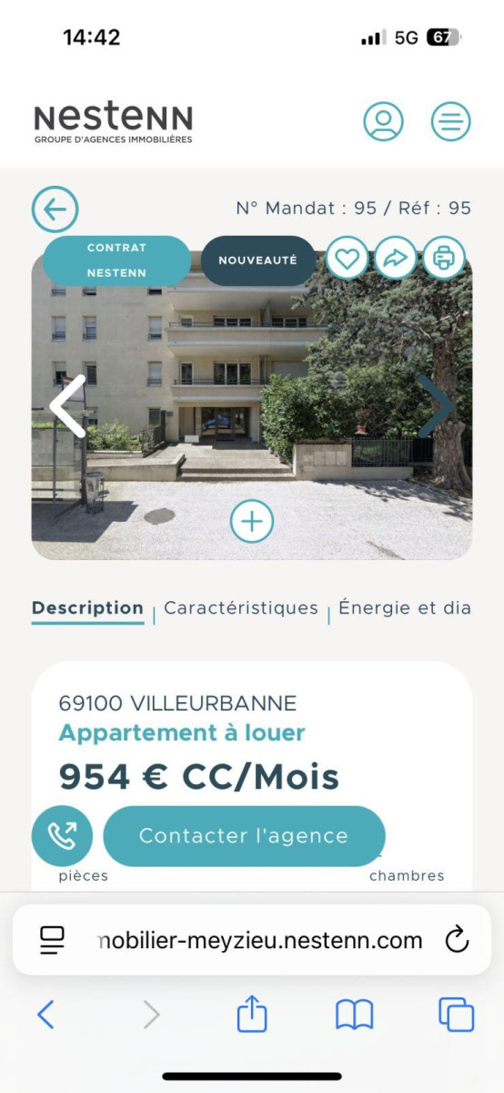 
                                                Location
                                                 Appartement T3 3eme étage, terrasse, garage.
