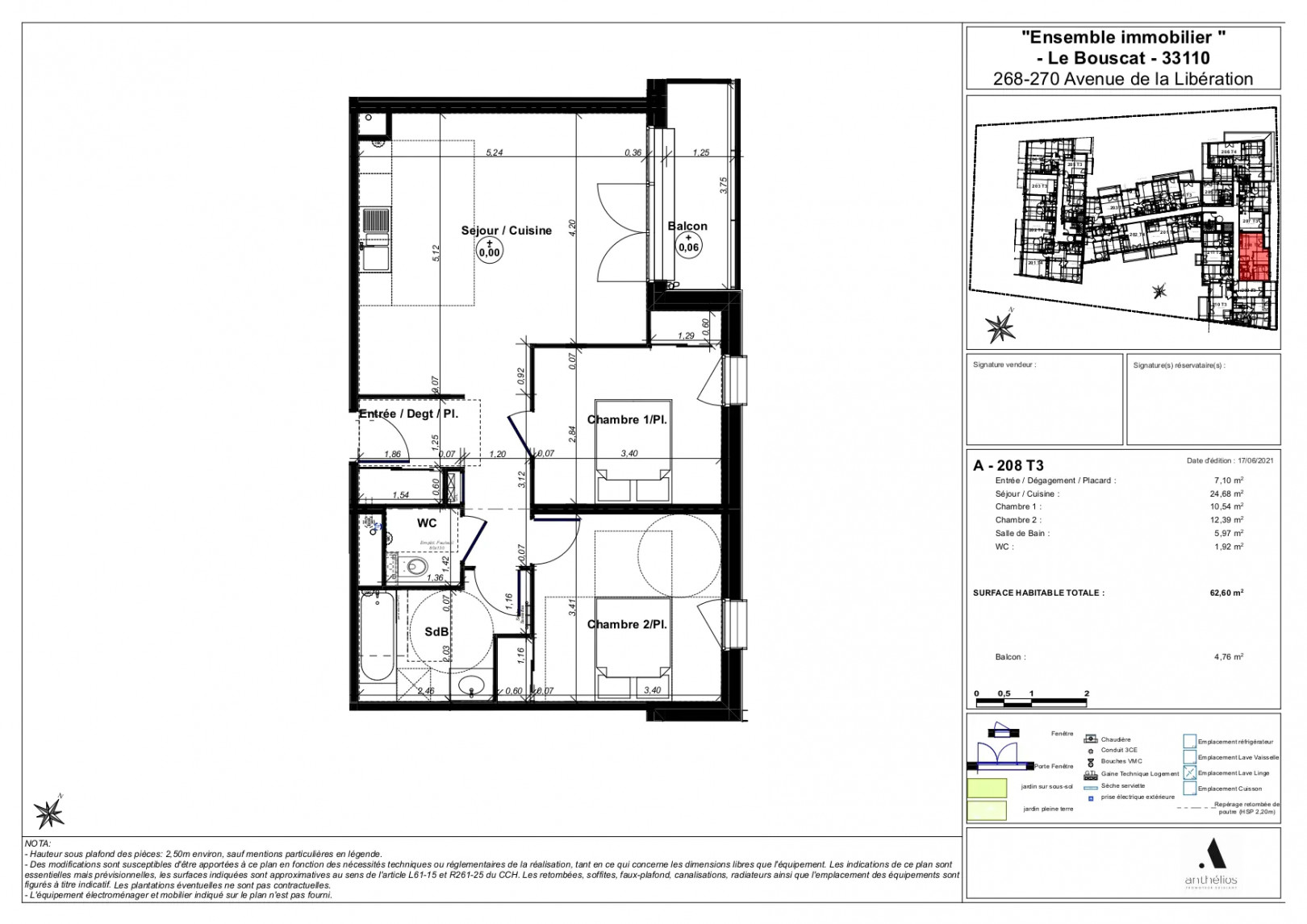 
                                                Location
                                                 Appartement T3 62.60m² à Le Bouscat