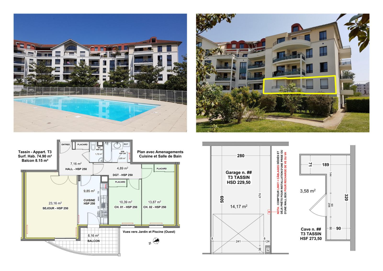 
                                                Location
                                                 Appartement T3 - 75 m² - Balcon - Box Fermé - Cave