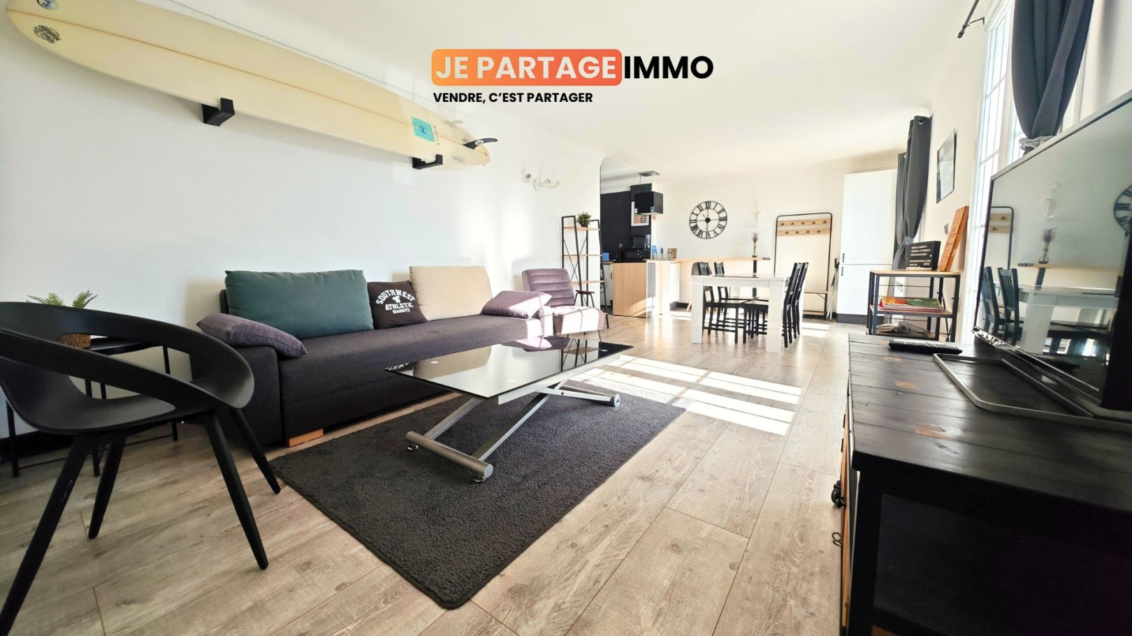 
                                                Vente
                                                 Appartement T3 Bidart centre, 3eme ligne océan, inspiration loft avec jardin et vue Pyrénées