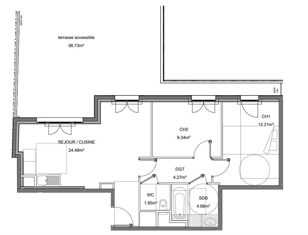 
                                                Vente
                                                 Appartement T3 de 57m2 à coeur de Levallois Perret