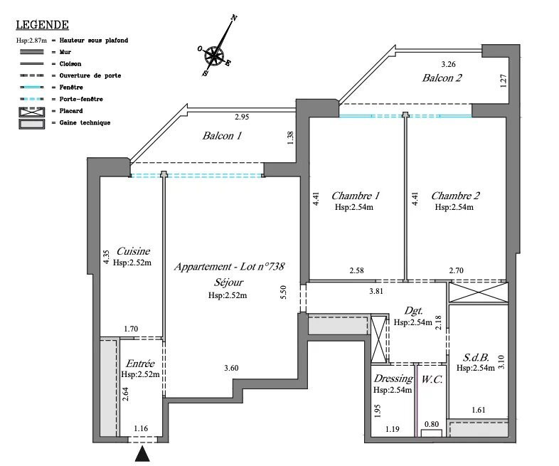 
                                                Vente
                                                 Appartement T3 de 70,15m2 en nue propriété