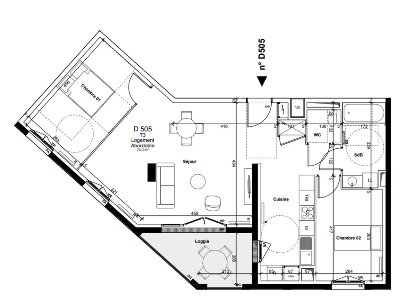 
                                                Vente
                                                 Appartement T3 de 74m2 à Bordeaux
