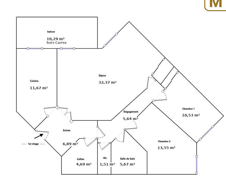 
                                                Vente
                                                 Appartement T3 de 93 m² avec balcon, parking et fort potentiel à Lyon Saint-Just
