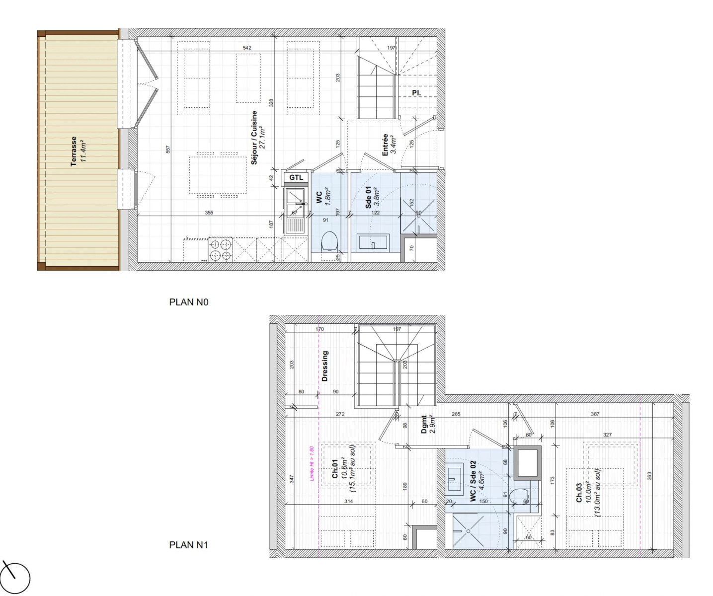 
                                                Vente
                                                 Appartement T3 duplex de 64,20m2 avec Terrasse