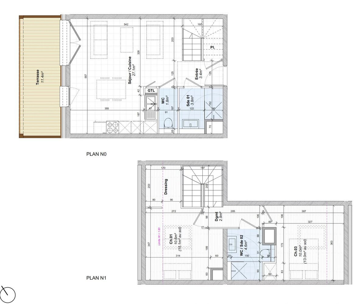 
                                                Vente
                                                 Appartement T3 duplex de 64,20m2 avec Terrasse
