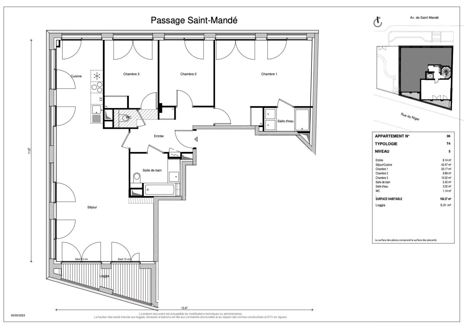 
                                                Vente
                                                 Appartement T4 100m2 avec loggia
