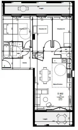 
                                                Vente
                                                 Appartement T4 avec 2 "Loggia"