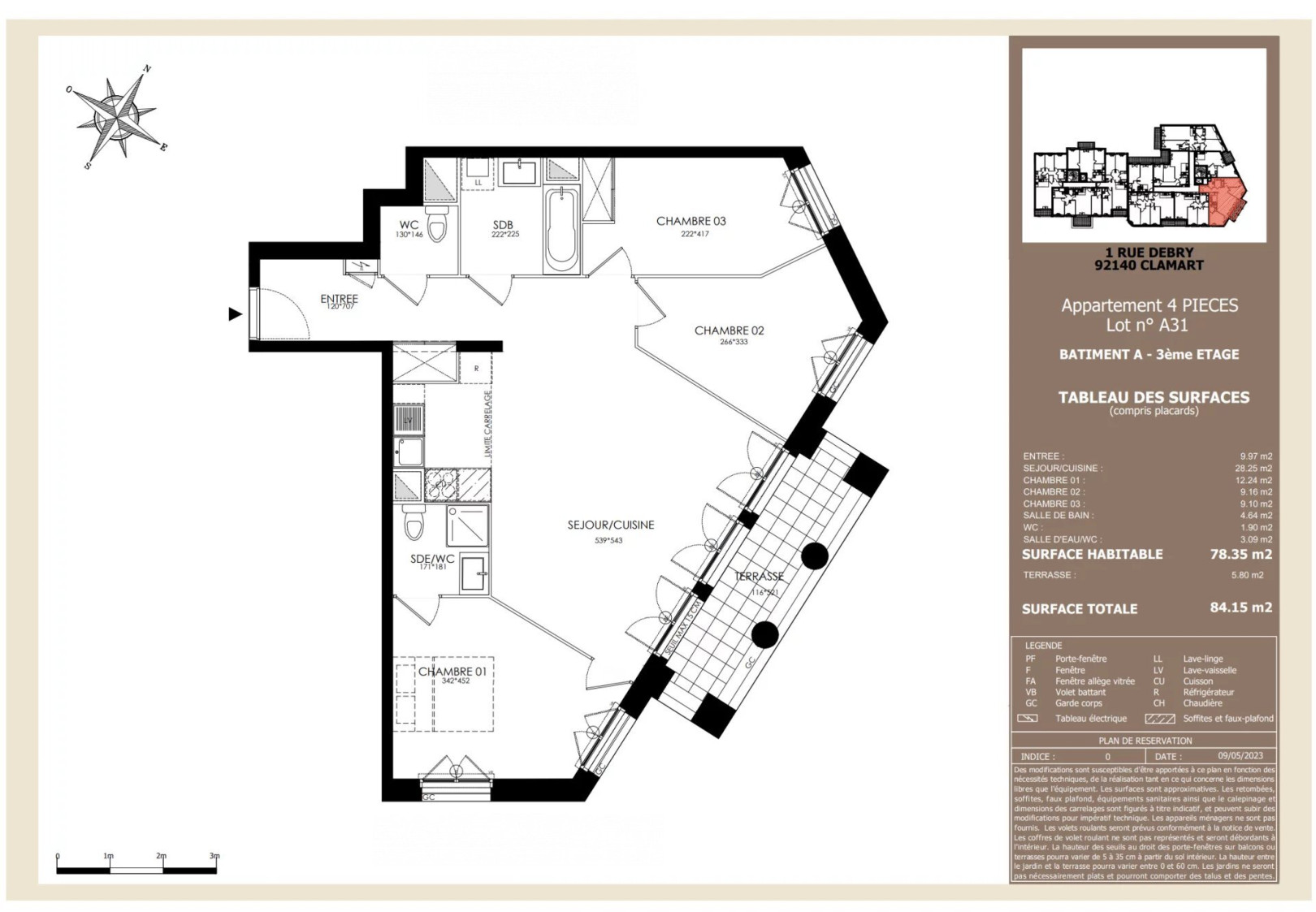 
                                                Vente
                                                 Appartement T4 de 78,35m2 à Clamart
