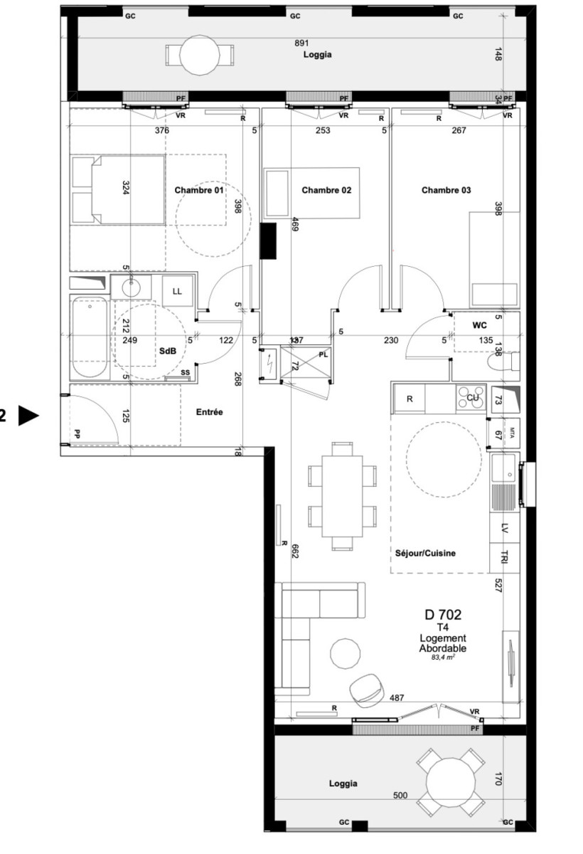 
                                                Vente
                                                 Appartement T4 de 83m2 à Bordeaux