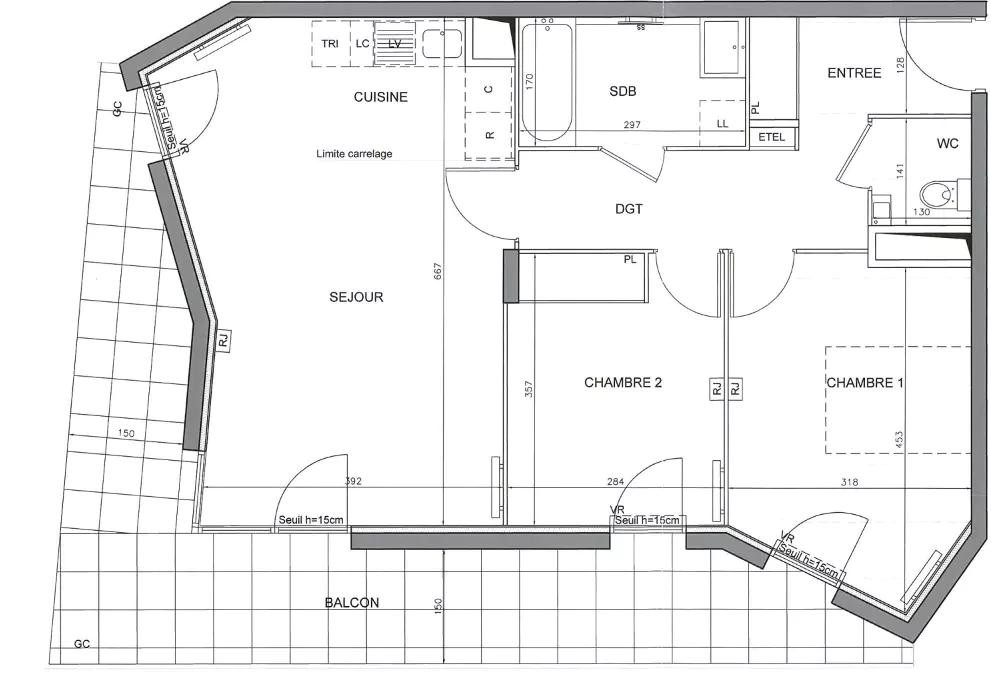 
                                                Location
                                                 Beau 3P 68m² neuf avec grand balcon 22m²