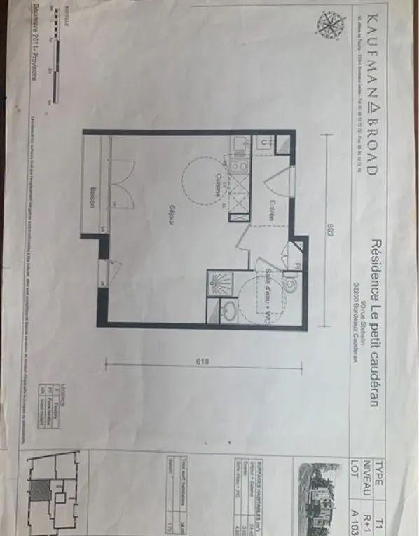
                                                Location
                                                 Beau studio meublé 34 m2 Caudéran courte durée