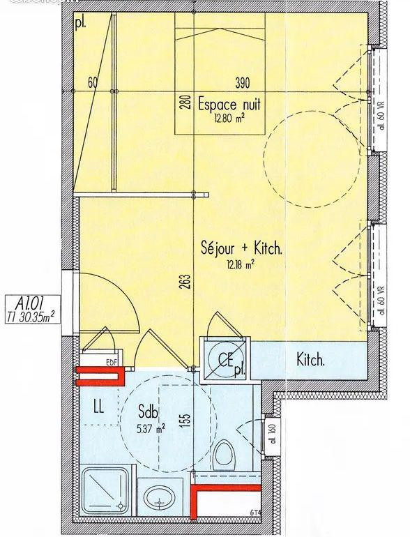 
                                                Location
                                                 Beau T1Bis 32m² au calme et orienté Est
