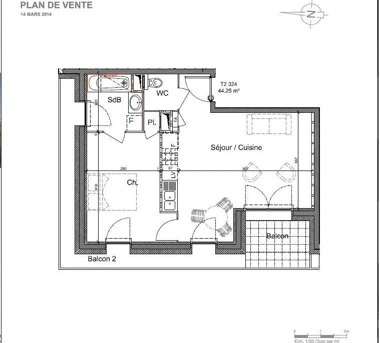
                                                Location
                                                 Beau T2 44m² avec terrasse 7m² résidence récente