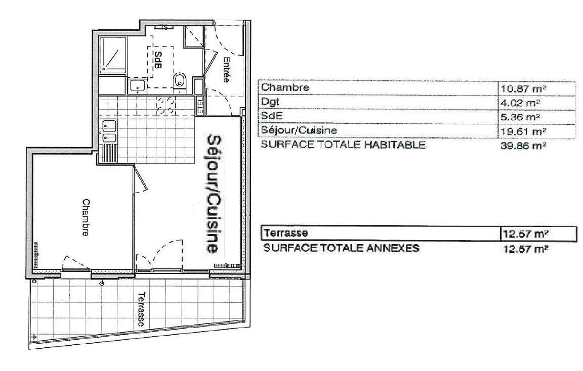 
                                                Location
                                                 Beau T2 neuf 40m² avec une grande terrasse de 12m²