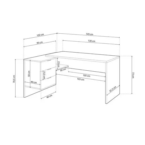 
                                                Meuble
                                                 Bureau d’angle en L blanc et bois avec tiroirs