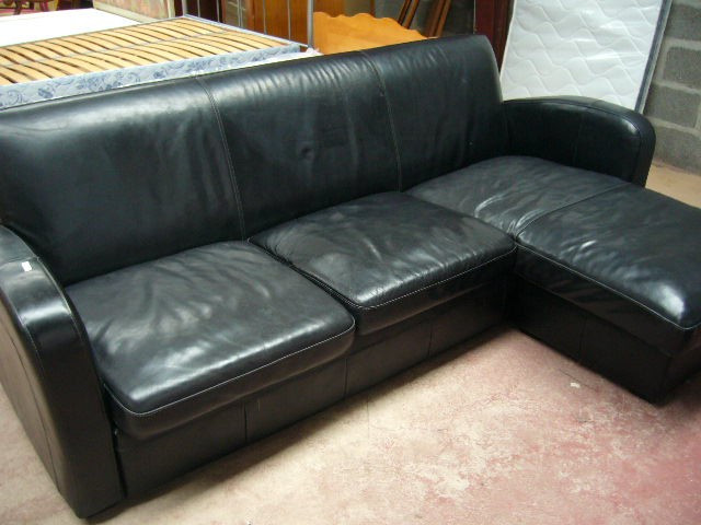 
                                                Meuble
                                                 Canapé d'angle cuir noir, promotion