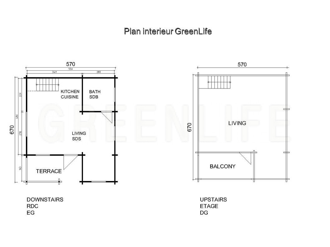 
                                                Vente
                                                 CHALET BOIS MASSIF GreenLife©, en kit / ANNA 60