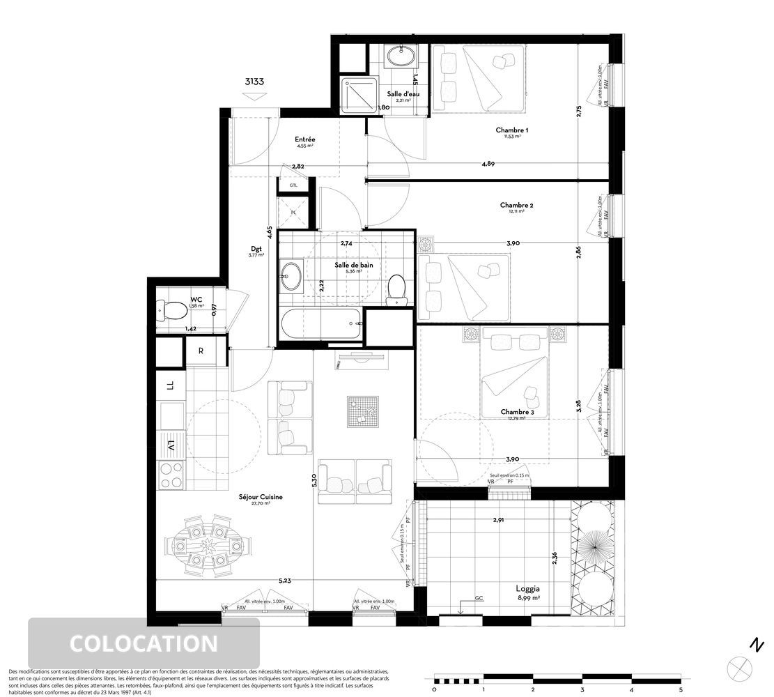
                                                Colocation
                                                 Chambre 3 -  1 chambre disponible en colocation