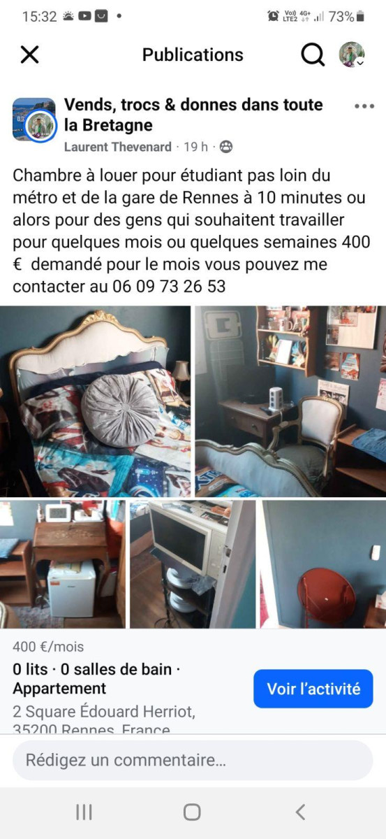 
                                                Colocation
                                                 Chambre privatisée avec tout confort Internet