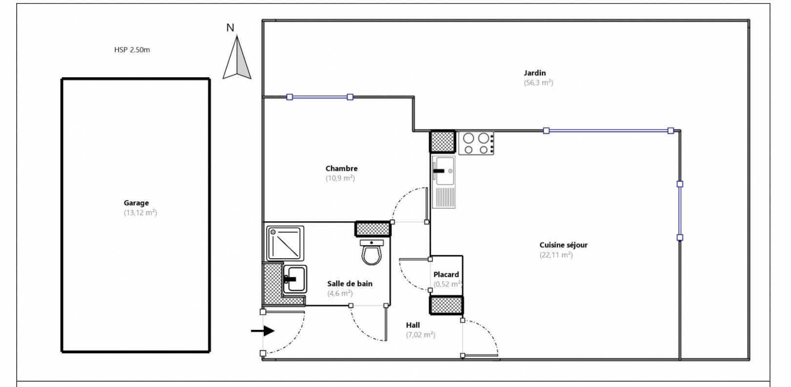 
                                                Vente
                                                 Charmant 2 pièces en parfait état,  jardin de 55m2