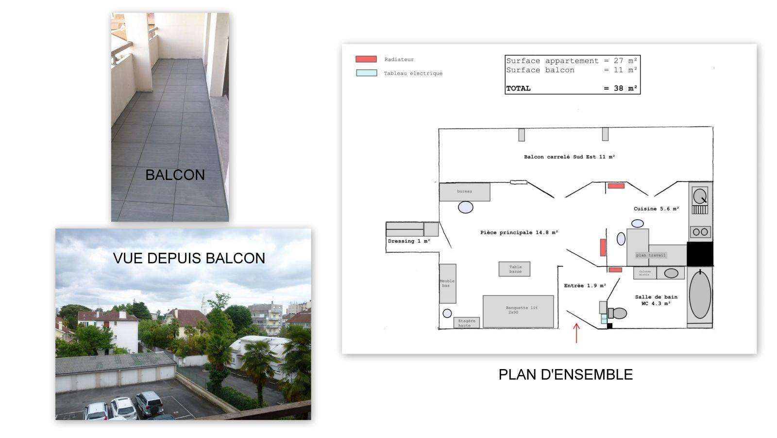 
                                                Location
                                                 Charmant T1 meublé, lumineux, calme, balcon & cave