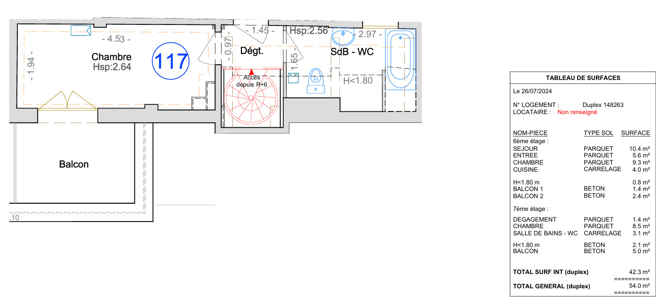 
                                                Vente
                                                 Duplex 3 pièces compacte avec 3 balcons