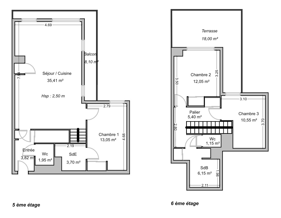 
                                                Vente
                                                 Duplex familial au dernier étage avec terrasse