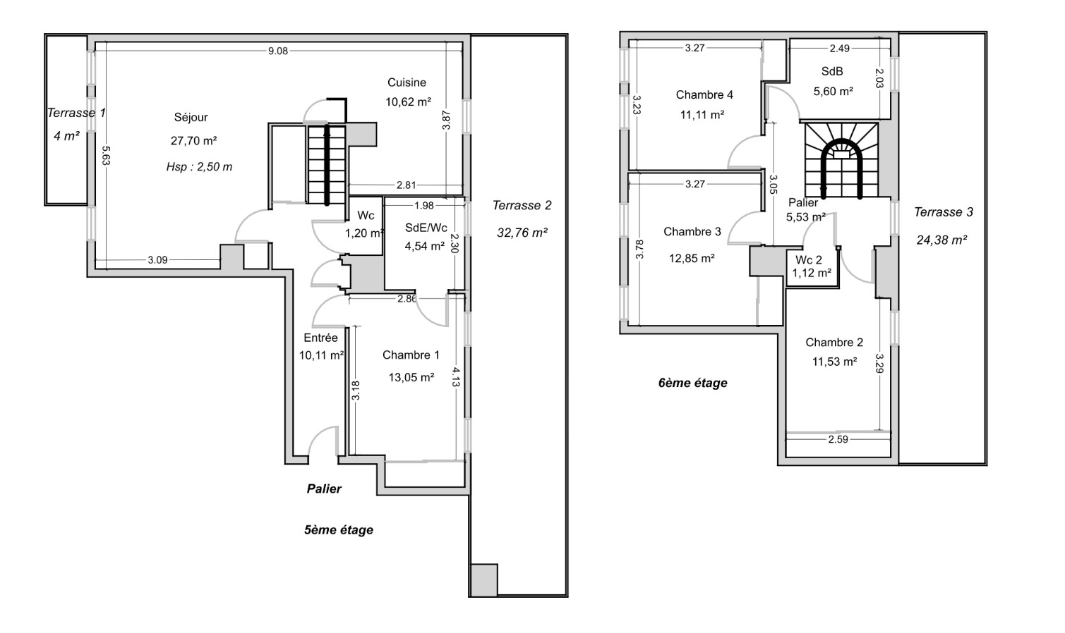 
                                                Vente
                                                 Duplex familial au dernier étage avec terrasses !