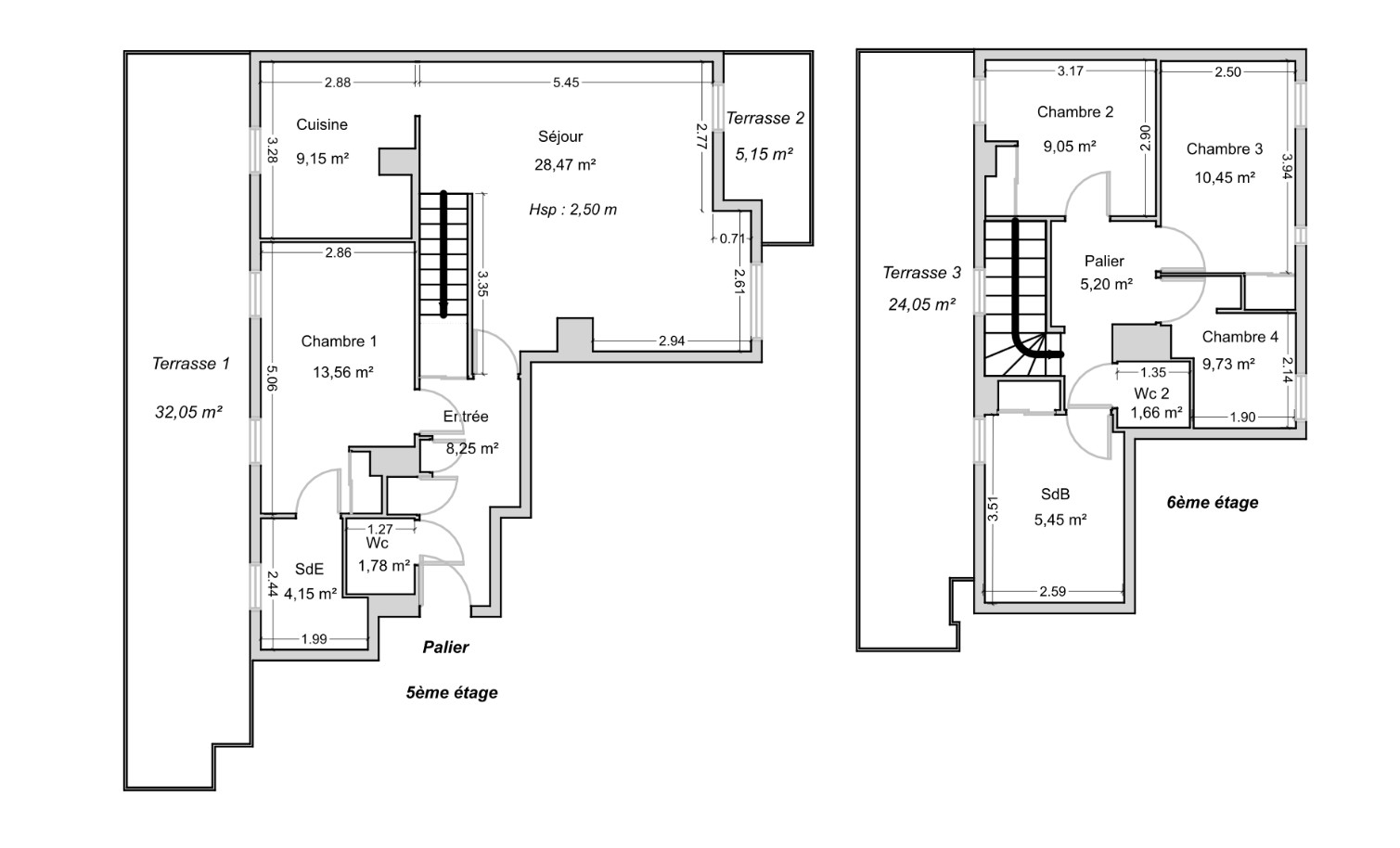 
                                                Vente
                                                 Duplex familial au dernier étage avec terrasses !