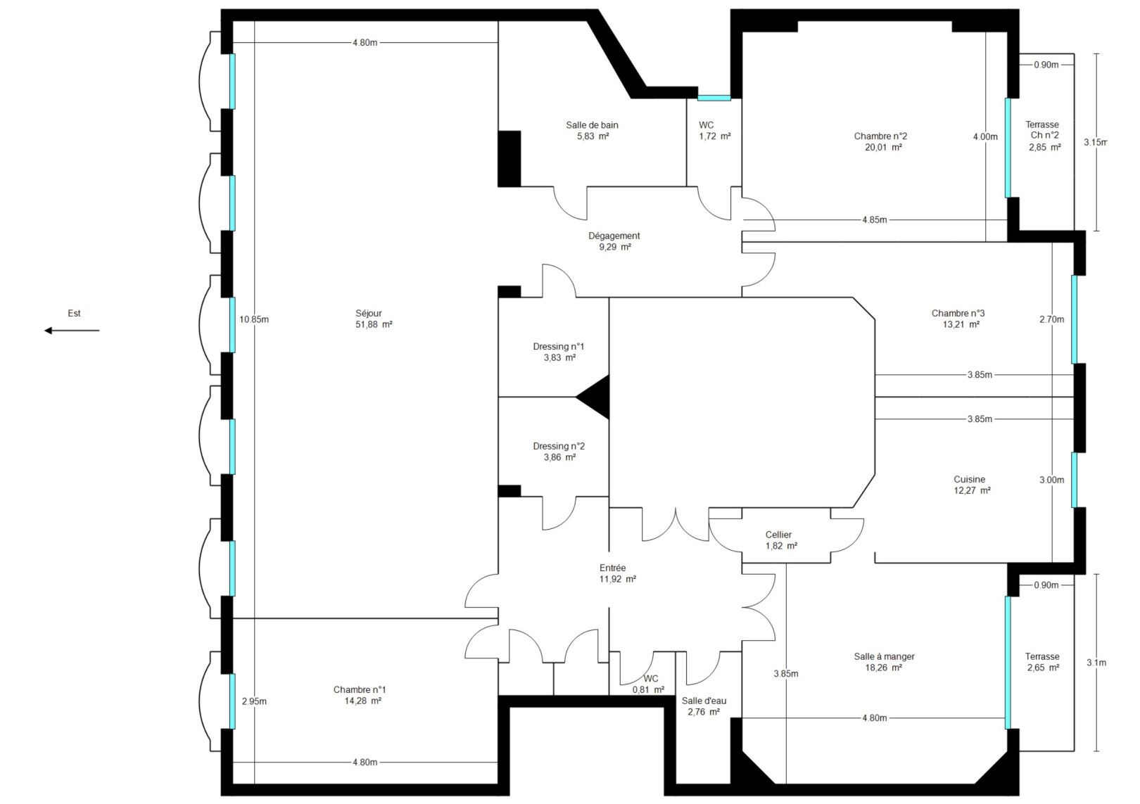 
                                                Vente
                                                 Exceptionnel appartement de 171 m2 situé au coeur du quartier des Musiciens avec vue sur les jardins Mozart