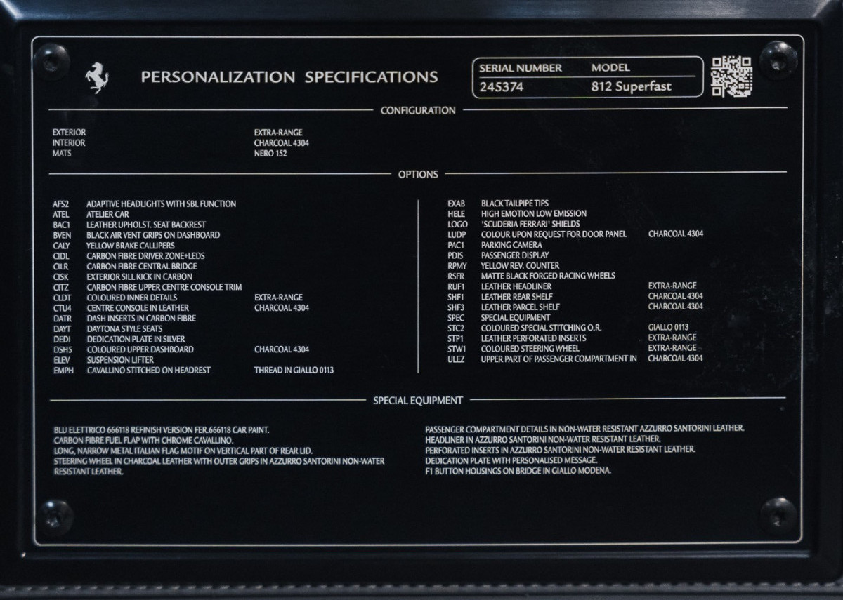 
                                                Voiture
                                                 Ferrari 812 Superfast V12 6.5 800 Finition Atelier