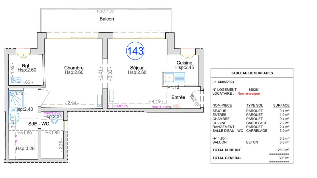 
                                                Vente
                                                 Grand studio avec balcon