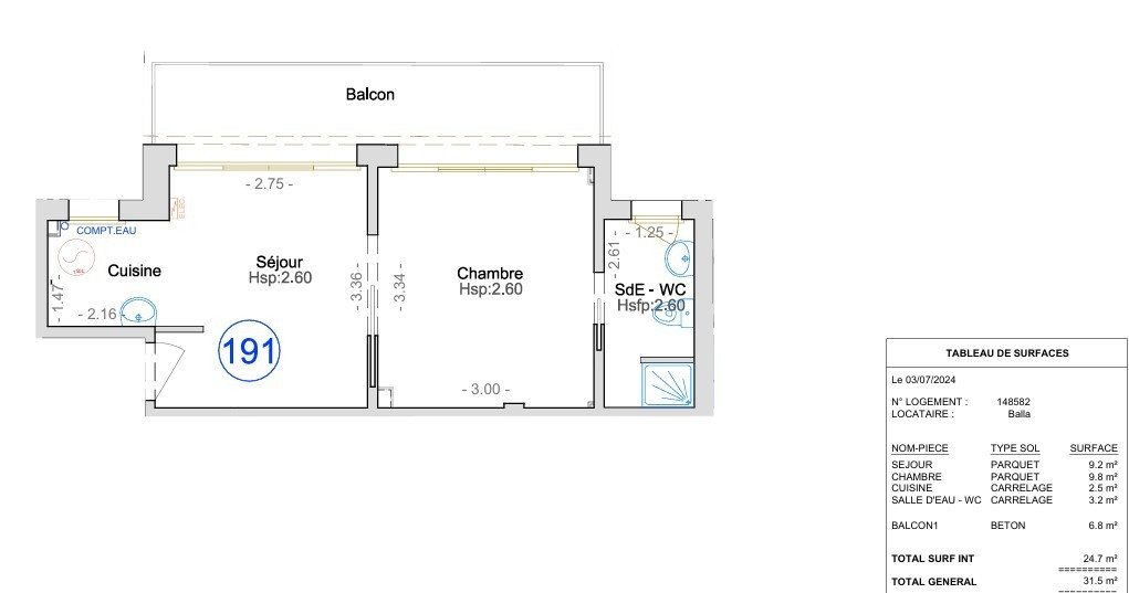 
                                                Vente
                                                 Grand studio avec terrasse