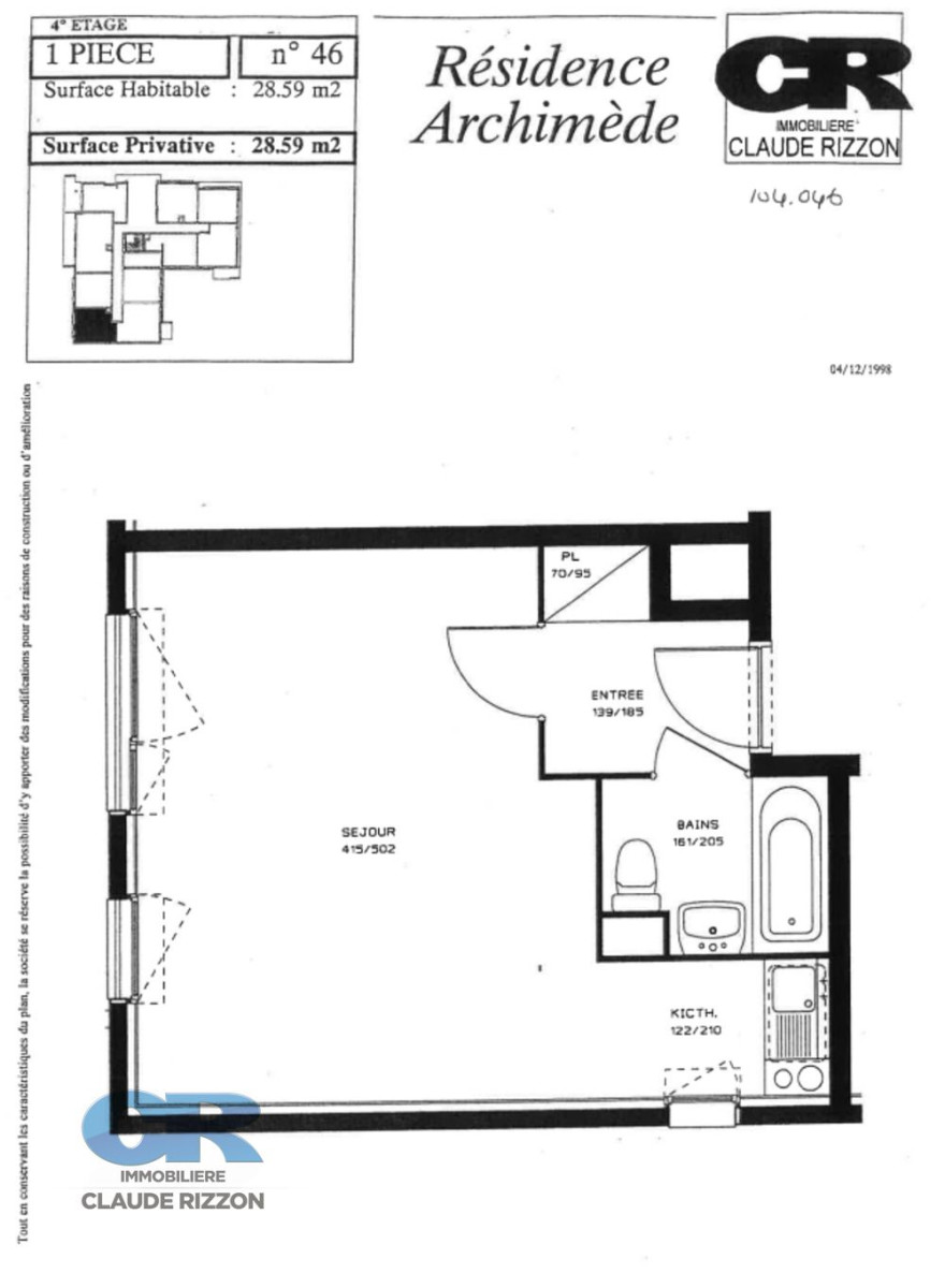 
                                                Vente
                                                 HOPITAL CENTRAL - F1 loué à vendre