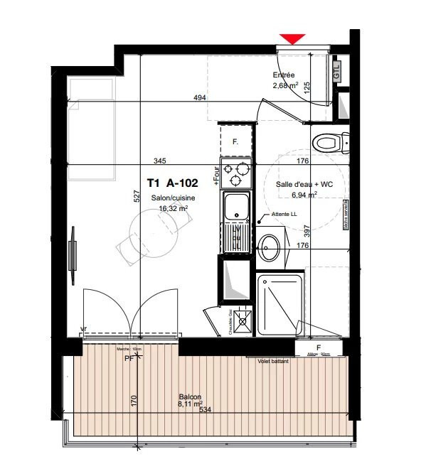 
                                                Vente
                                                 Idéal pour investissement : Studio avec balcon