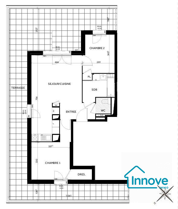 
                                                Vente
                                                 Lumineux appartement T3 avec terrasse de 64m²