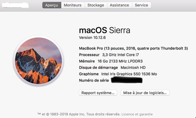 
                                                Informatique
                                                 MacBook Pro Touch Bar 13" Retina (2016)