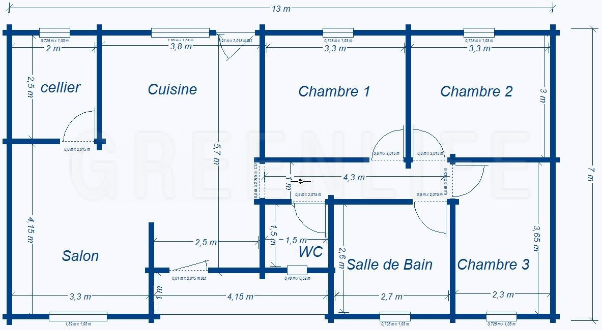 
                                                Vente
                                                 MAISON BOIS KIT GreenLife© 91m2 3ch. pret à monter