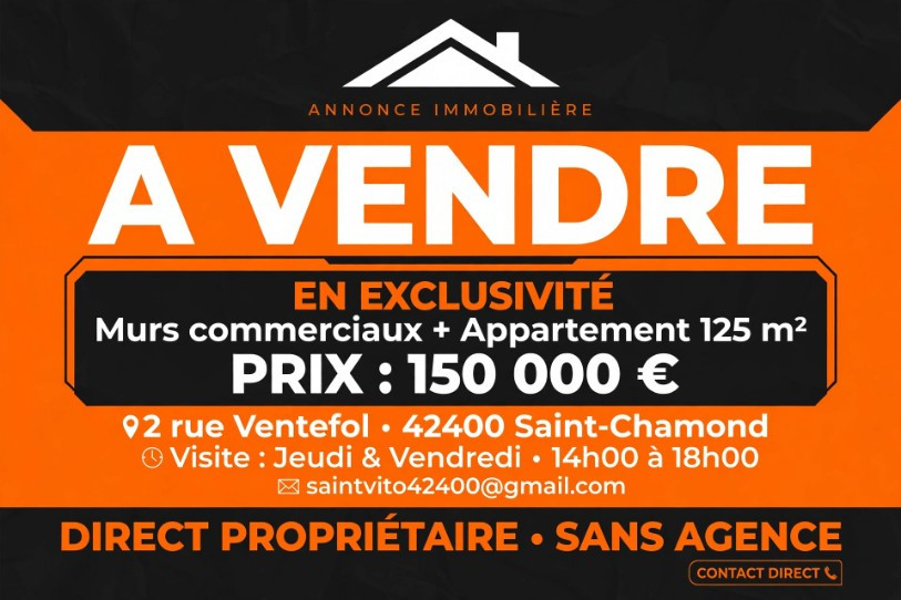 
                                                Vente
                                                 murs commerciaux +appart