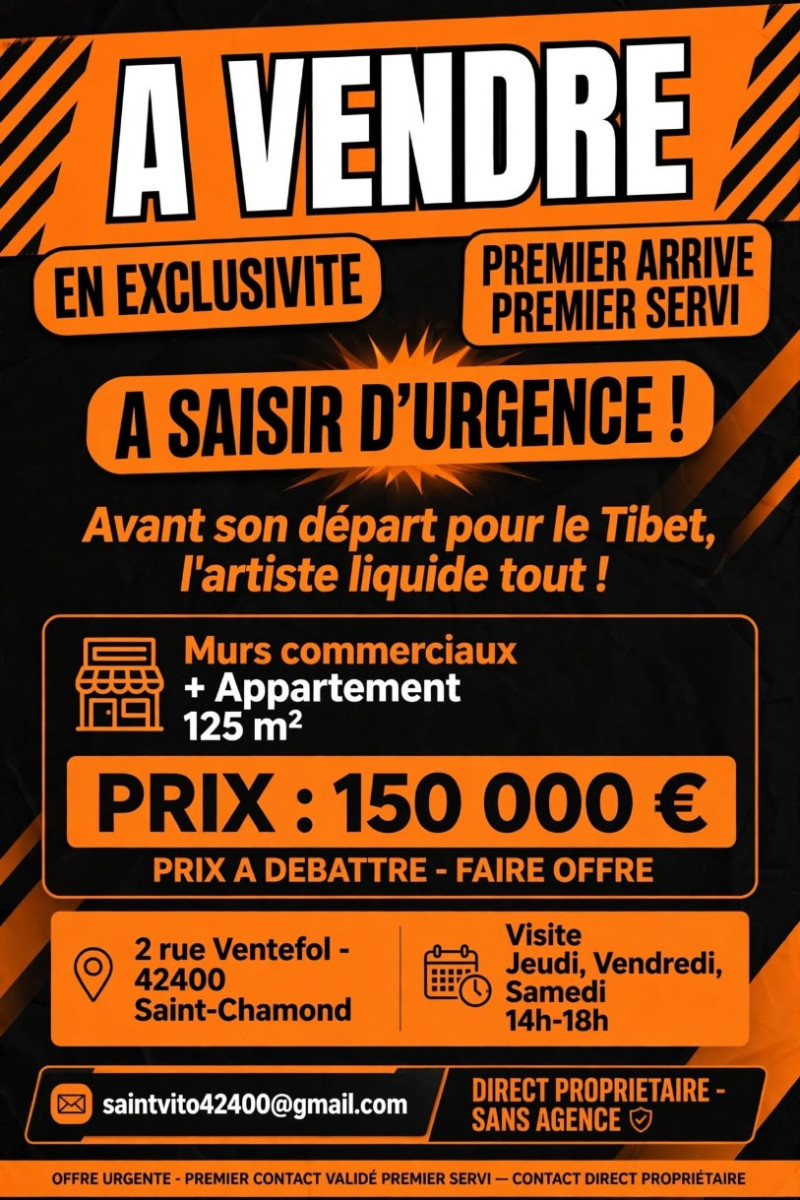 
                                                Vente
                                                 murs commerciaux +appart