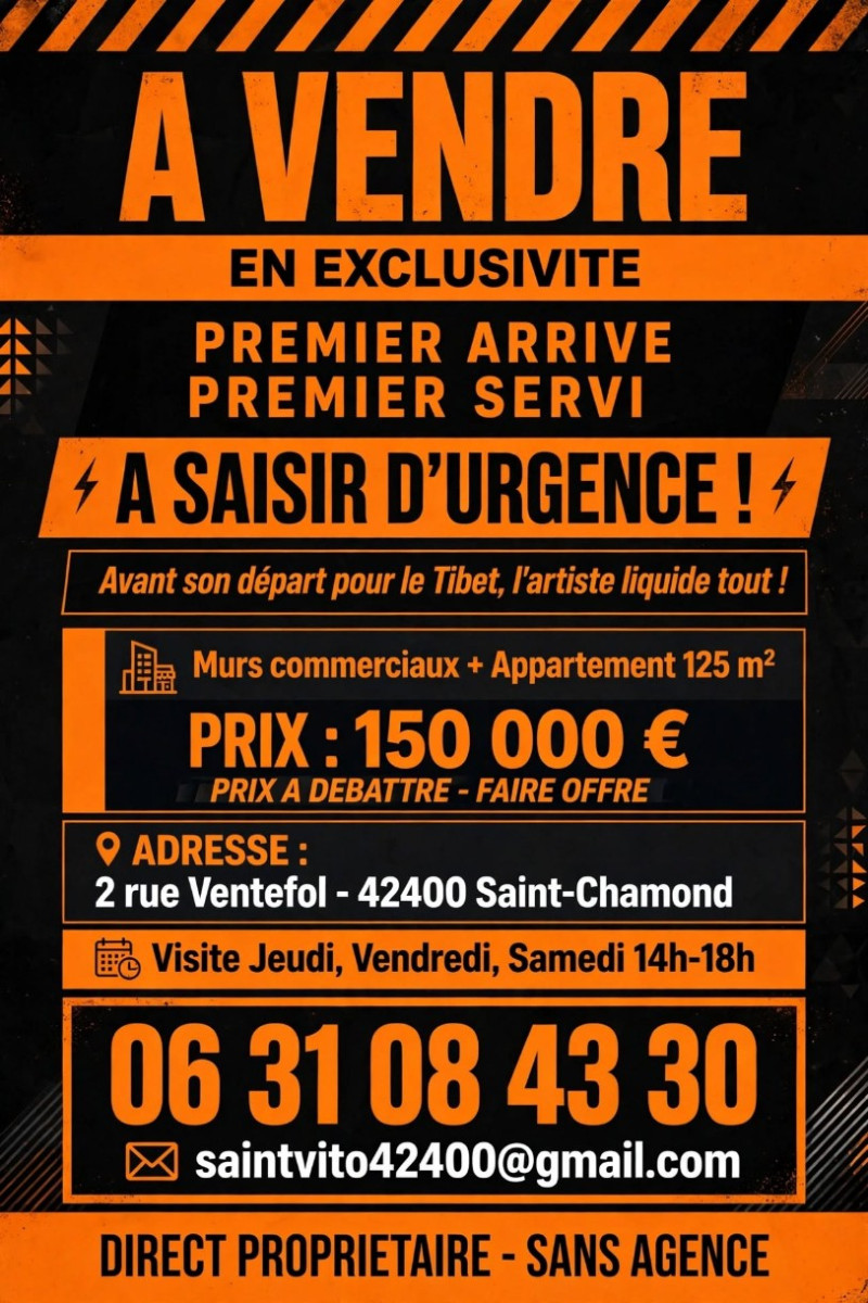 
                                                Vente
                                                 murs commerciaux +appart