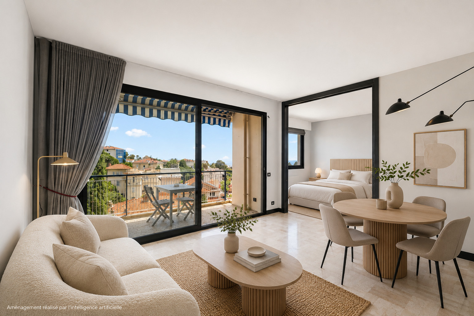 
                                                Vente
                                                 Nice Cimiez - 3 pièces 72 m² refait à neuf avec terrasse et vue panoramique sur la mer dans résidence avec parc