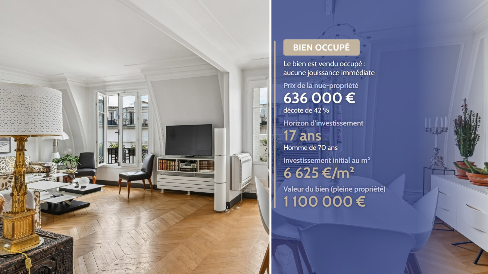 
                                                Vente
                                                 Nue-Propriété, Dernier étage, Quartier recherché, 42% de décote