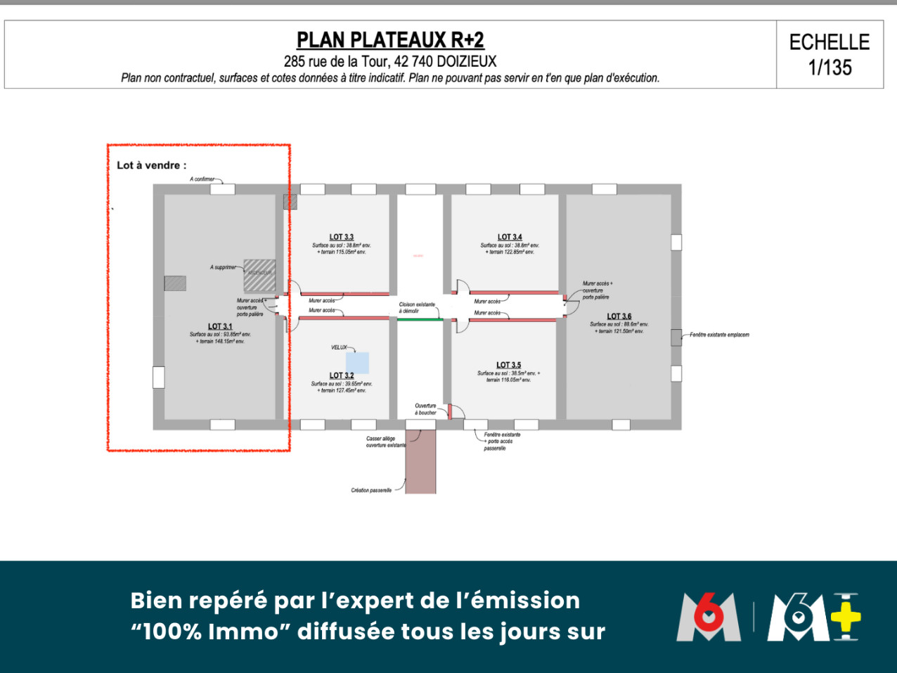 
                                                Vente
                                                 Plateau de 89 m² avec extérieur DOIZIEUX