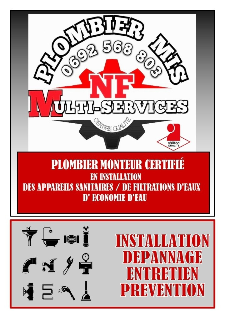 
                                                Travaux, bricolage, jardinage
                                                 PRESTATAIRE DE SERVICES PLOMBERIE/SANITAIRE