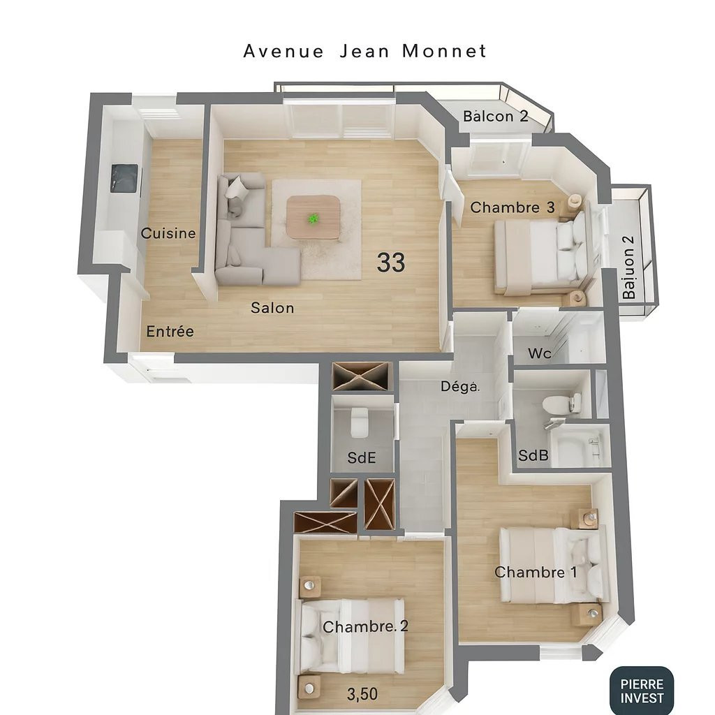 
                                                Vente
                                                 Spécial investisseur - Appartement T4 de 82,40m2 avec Balcon