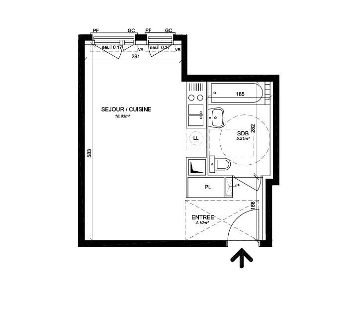 
                                                Vente
                                                 Studio 1 pièce, immeuble de 2014, parking